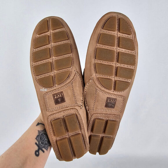 Frye Brown Leather Reagan Braided Lace Up Loafers Size 11 - Picture 6 of 8